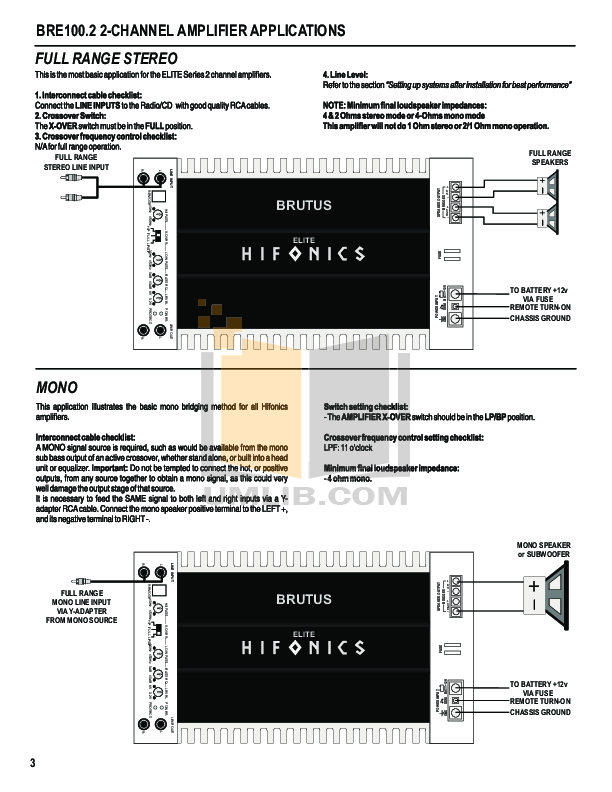 PDF manual for Hifonics Amp Brutus BX1500D